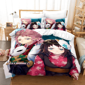 Parure de lit Demon Slayer Kimetsu No Yaiba 10, Personnages Housse De Couette Ensemble De Literie