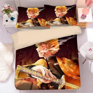 Parure de lit Demon Slayer Kimetsu No Yaiba zenitsu Housse De Couette Ensemble De Literie
