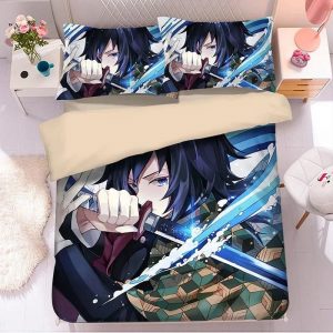 Parure de lit Demon Slayer Kimetsu No Yaiba Giyu Tomioka Cool Housse De Couette Ensemble De Literie