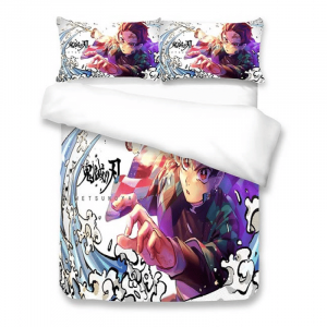 Parure de lit Demon Slayer Kimetsu No Yaiba Kamado Tanjiro 4 Housse De Couette Ensemble De Literie