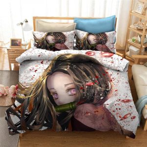 Parure de lit Nezuko Kamado Demon Slayer Manga Mignon, Amant de Nezuko Kamado 6 Housse De Couette Ensemble De Literie