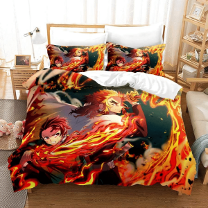 Parure de lit Demon Slayer Kimetsu No Yaiba 8, Personnages Housse De Couette Ensemble De Literie
