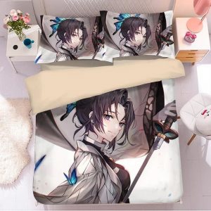 Parure de lit Démon Slayer Kimetsu No Yaiba Kochou Shinobu beauté Housse De Couette Ensemble De Literie
