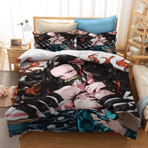 Parure de lit Demon Slayer Kimetsu No Yaiba Kamado Tanjiro Kamado Nezuko Housse De Couette Ensemble De Literie