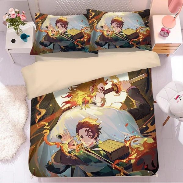 Parure de lit Demon Slayer Kimetsu No Yaiba Kamado Tanjiro Housse De Couette Ensemble De Literie