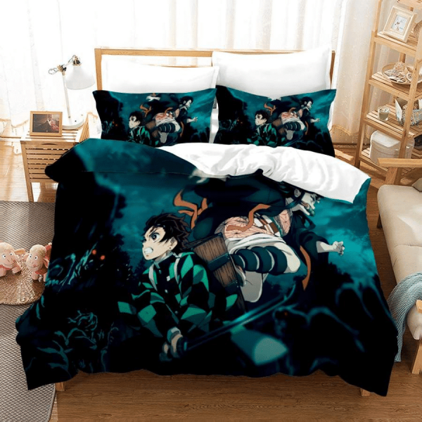 Parure de lit Demon Slayer Kimetsu No Yaiba Kamado Tanjiro 6 Kamado Nezuko Housse De Couette Ensemble De Literie
