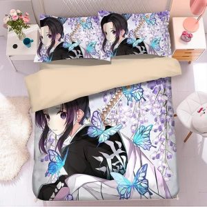 Parure de lit Demon Slayer Kimetsu No Yaiba kocho shinobu Housse De Couette Ensemble De Literie