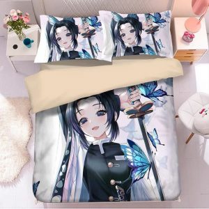 Parure de lit Demon Slayer Kimetsu No Yaiba kocho shinobu adorable Housse De Couette Ensemble De Literie