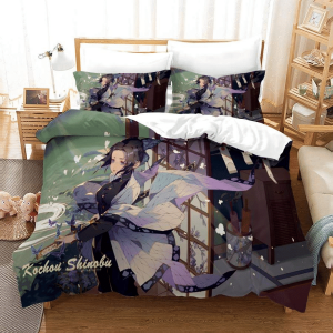 Parure de lit Demon Slayer Kimetsu No Yaiba Kochou Shinobu 9 Housse De Couette Ensemble De Literie