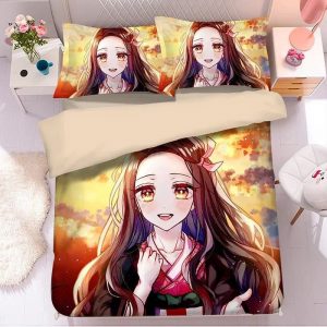 Parure de lit Démon Slayer Kimetsu No Yaiba Nezuko beauté Housse De Couette Ensemble De Literie