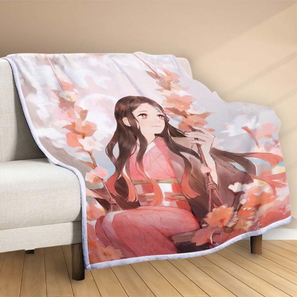 Couverture Nezuko Demon Slayer Kimetsu No Yaiba 1002 Plaid Polaire Plaid Canapé – Image 2