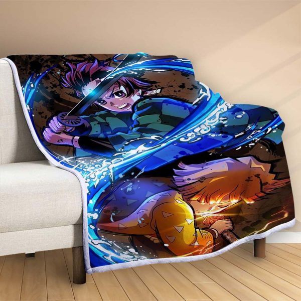 Couverture Zenitsu Tanjiro Demon Slayer Plaid Polaire Plaid Canapé – Image 2