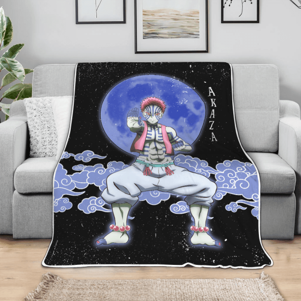 Couverture Akaza Demon Slayer 02 Plaid Polaire Plaid Canapé – Image 3