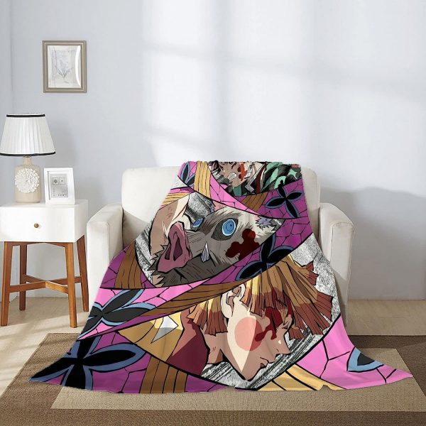 Couverture Demon Slayer Tanjiro Zenitsu Inosuke 1002 Plaid Polaire Plaid Canapé – Image 2