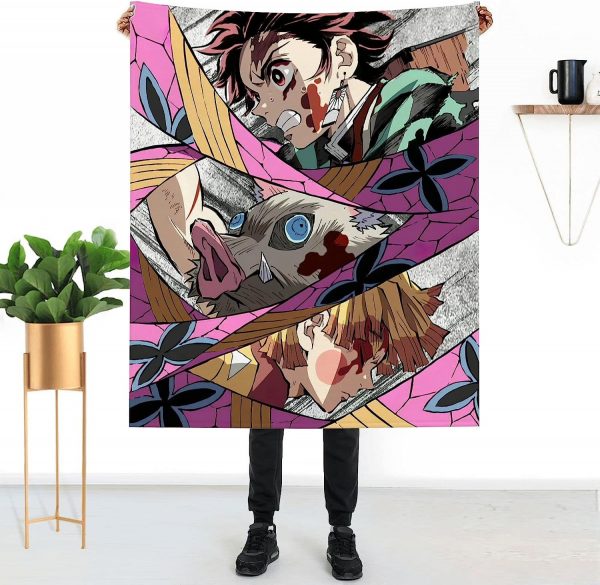 Couverture Demon Slayer Tanjiro Zenitsu Inosuke 1001 Plaid Polaire Plaid Canapé