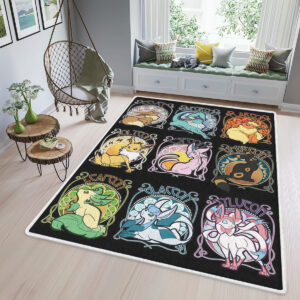 Tapis de salon Tous les monstres dans Pokemon Manga Tapis de chambre