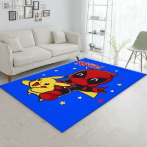Tapis de salon Pikachu et Dead Pool Let's Rock Tapis de chambre