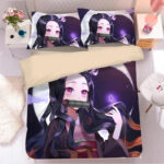 Parure de lit Demon Slayer Kimetsu No Yaiba Nezuko 2 Housse De Couette Ensemble De Literie