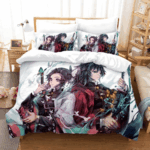 Parure de lit Demon Slayer Kimetsu No Yaiba Giyu Tomioka Kochou Shinobu Housse De Couette Ensemble De Literie