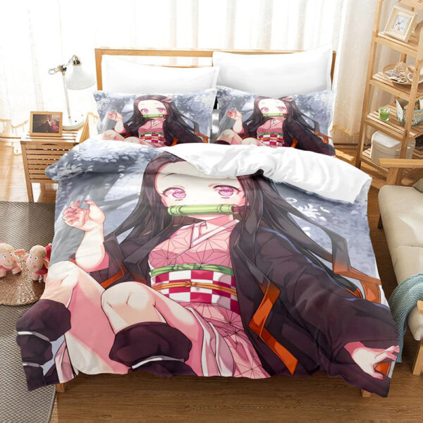 Parure de lit Nezuko Kamado Demon Slayer Manga mignon, amoureux de Nezuko Kamado Housse De Couette Ensemble De Literie