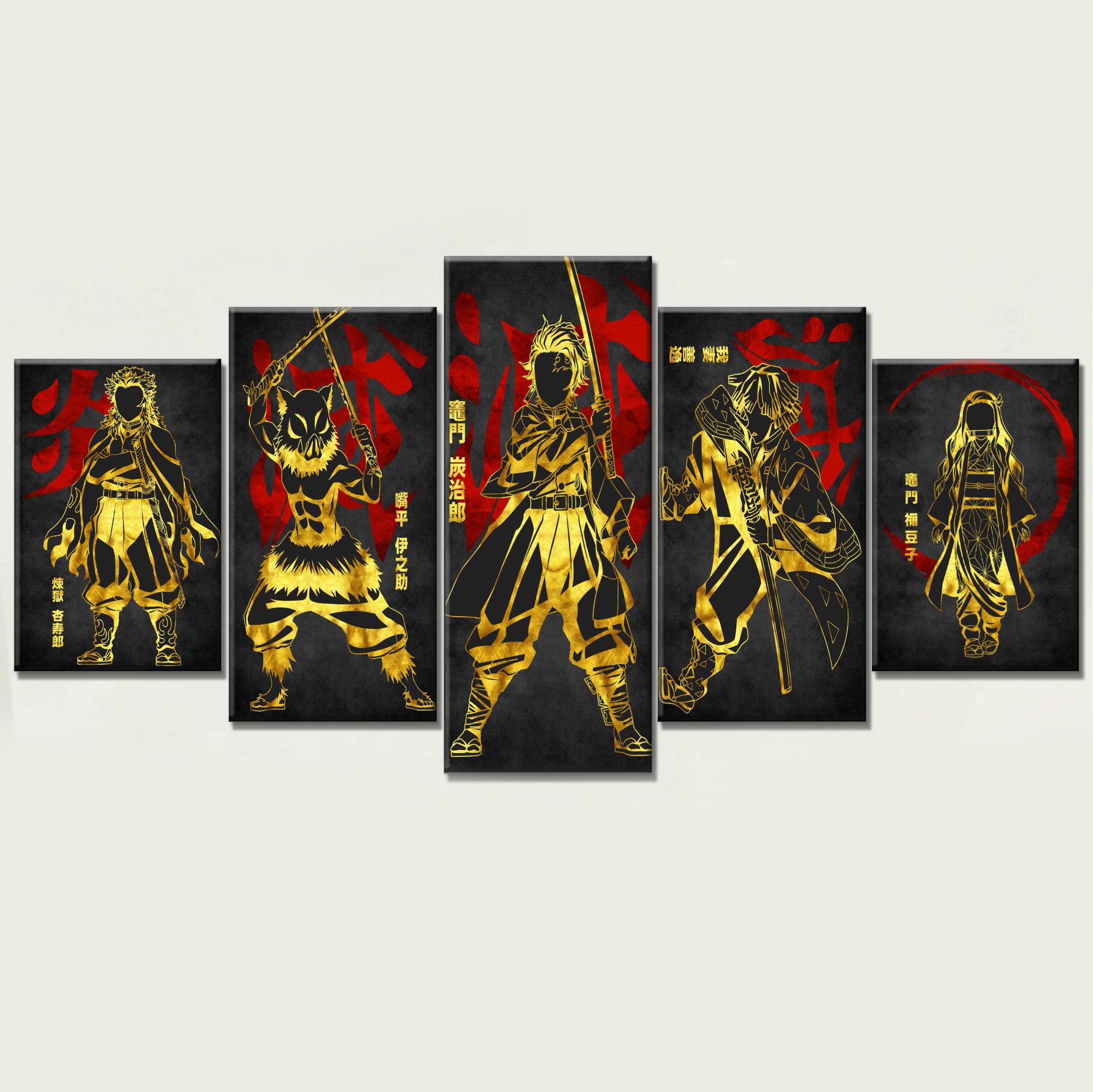 Tableau Demon Slayer Kimetsu no Yaiba Personnages Tanjiro Rengoku Zenitsu Inosuke Nezuko Toile Avec cadre