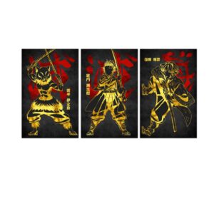 Tableau Demon Slayer Kimetsu no Yaiba Personnages Tanjiro Zemitsu Inosuke 2 Toile Avec cadre
