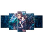Tableau Tanjiro Nezuko Demon Slayer Kimetsu No Yaiba 5 Toile Avec Cadre