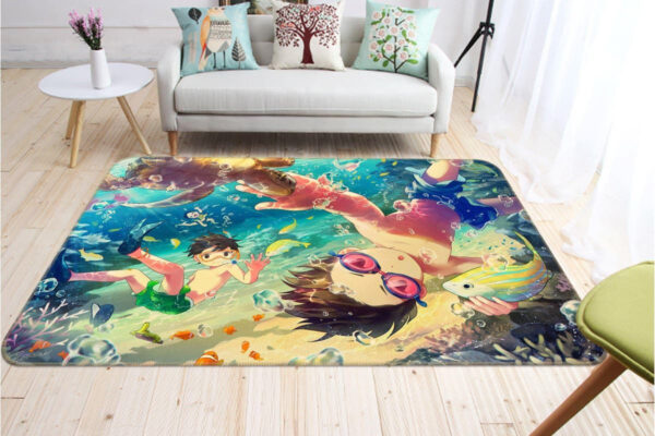 Tapis de salon Garçon Natation Anime 1 Tapis de chambre