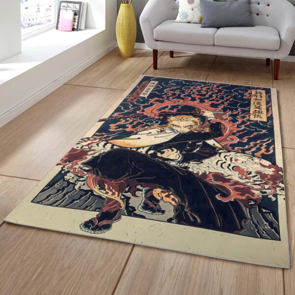 Tapis Rengoku Demon Slayer Kimetsu No Yaiba 2 Tapis Chambre – Image 2