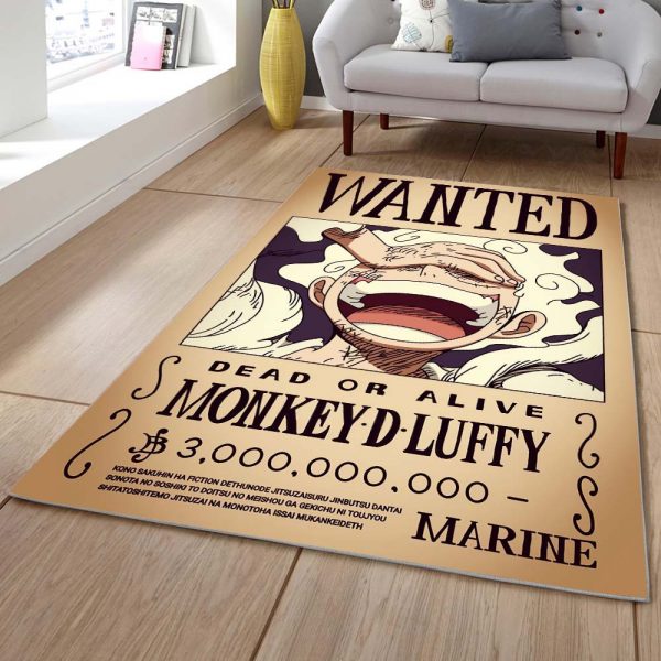 Tapis Wanted Monkey D Luffy Gear 5 En One Piece Tapis Chambre – Image 2