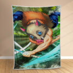 Couverture Inosuke Demon Slayer Kimetsu no Yaiba Plaid Polaire Plaid Canapé