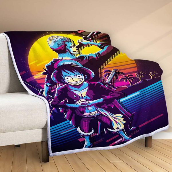 Plaid Luffy et Zoro One Piece Couverture Polaire Plaid Canapé – Image 2