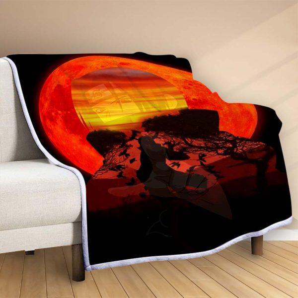 Plaid Itachi Uchiwa dans Naruto Couverture Polaire Plaid Canapé – Image 2