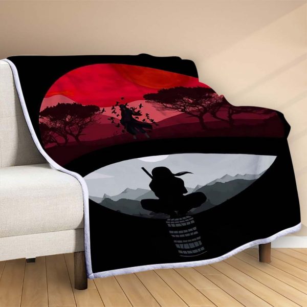 Plaid Itachi Uchiwa dans Naruto Manga Couverture Polaire Plaid Canapé – Image 2