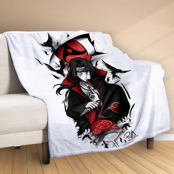 Plaid Itachi Uchiwa dans Naruto cool Couverture Polaire Plaid Canapé – Image 2