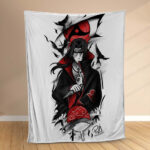 Plaid Itachi Uchiwa dans Naruto cool Couverture Polaire Plaid Canapé
