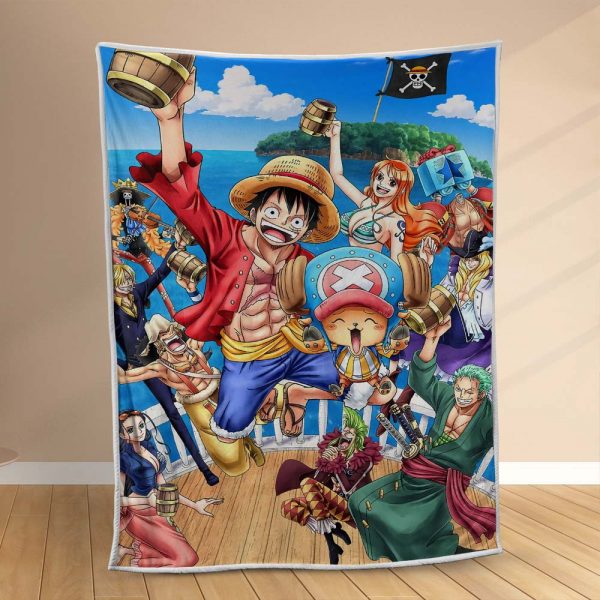 Plaid One Piece Tous les personnages boivent de la bière 1002 Couverture Polaire Plaid Canapé