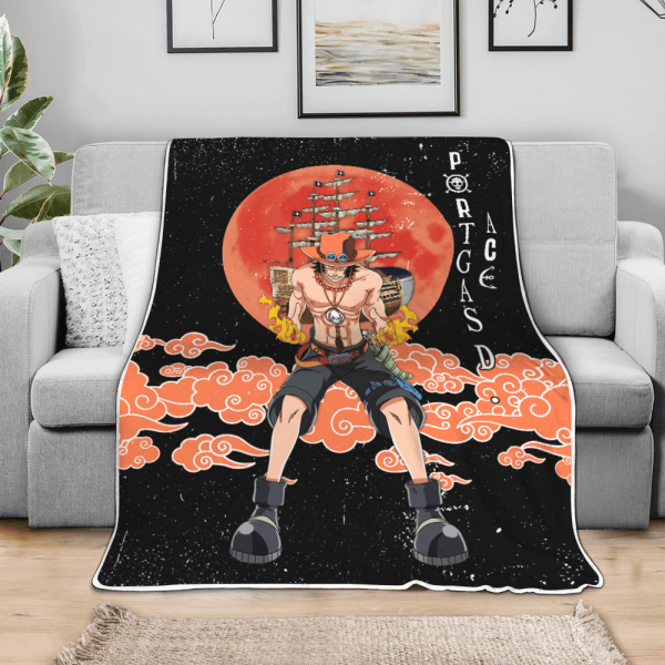 Plaid Portgas D. Ace One Piece 01 Couverture Plaid Polaire Plaid Canapé – Image 3