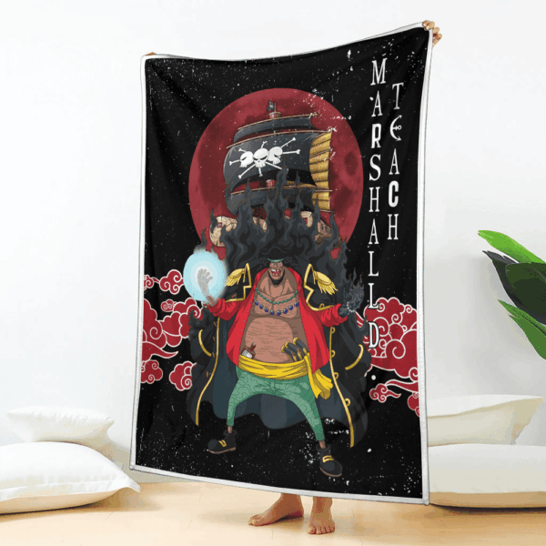 Plaid Marshall D. Teach Blackbeard One Piece Couverture Plaid Polaire Plaid Canapé – Image 2
