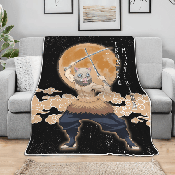Couverture Inosuke Hashibira Demon Slayer Plaid Polaire Plaid Canapé – Image 3