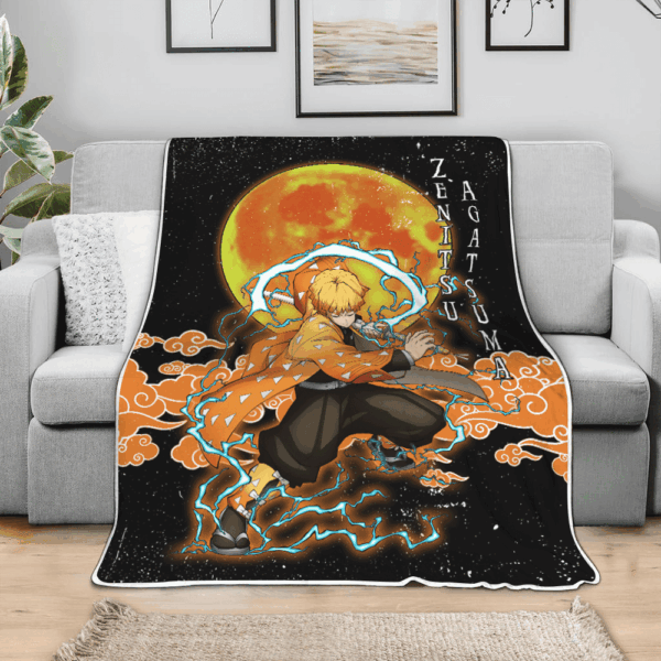 Couverture Zenitsu Agatsuma Demon Slayer Plaid Polaire Plaid Canapé – Image 3