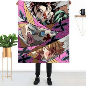 Couverture Demon Slayer Tanjiro Zenitsu Inosuke 1002 Plaid Polaire Plaid Canapé