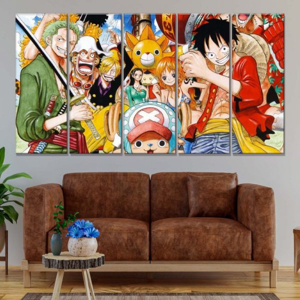Tableau One Piece Tous les personnages 3 Toile Avec Cadre – Image 2