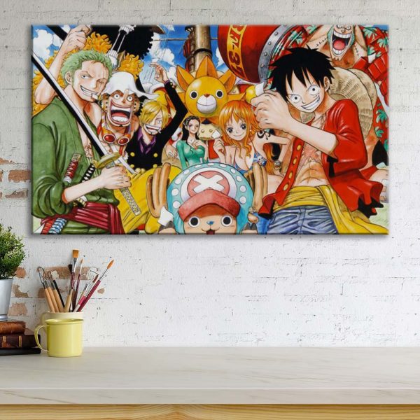 Tableau One Piece Tous les personnages 3 Toile Avec Cadre – Image 3