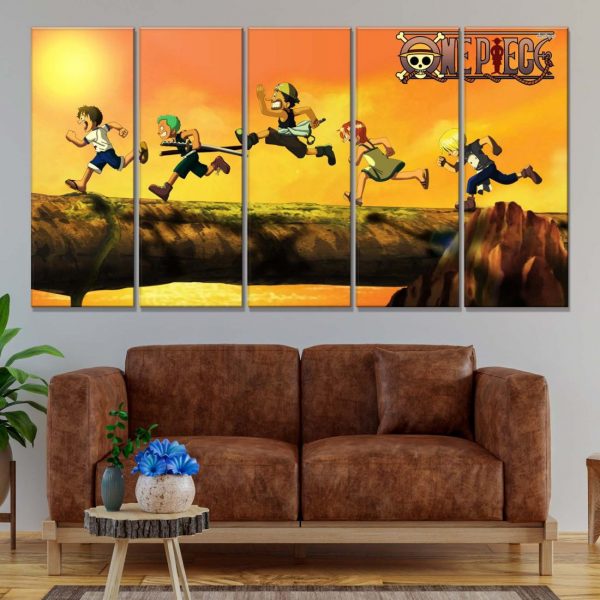 Tableau One Piece Tous les personnages 5 Toile Avec Cadre – Image 2