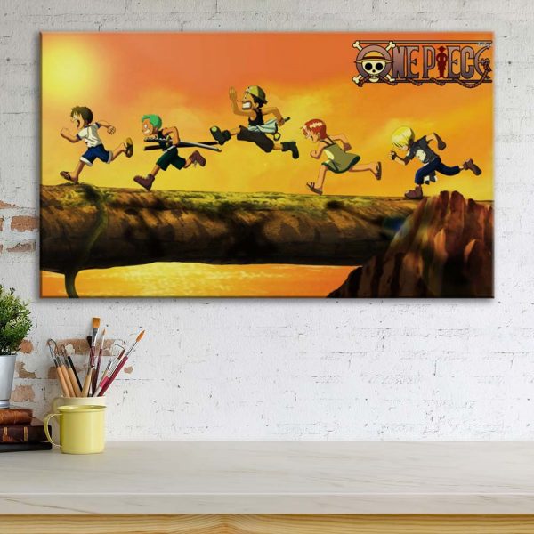 Tableau One Piece Tous les personnages 5 Toile Avec Cadre – Image 3