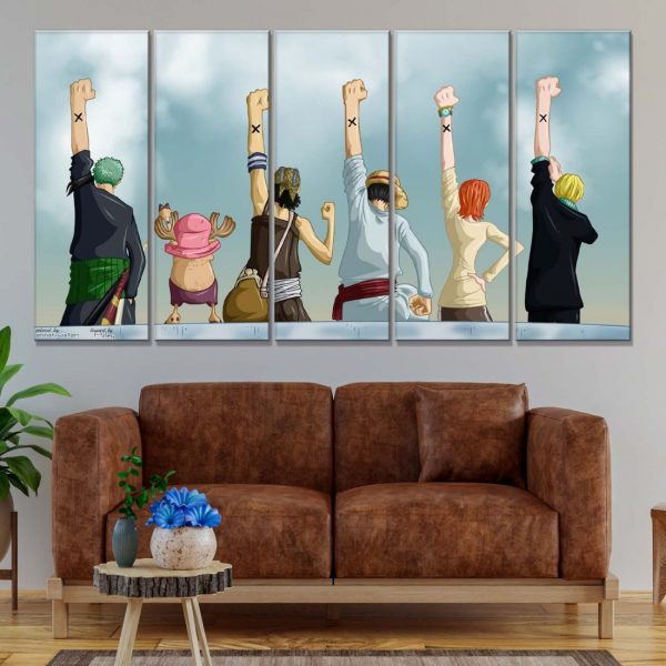 Tableau One Piece Tous les personnages 4 Toile Avec Cadre – Image 2
