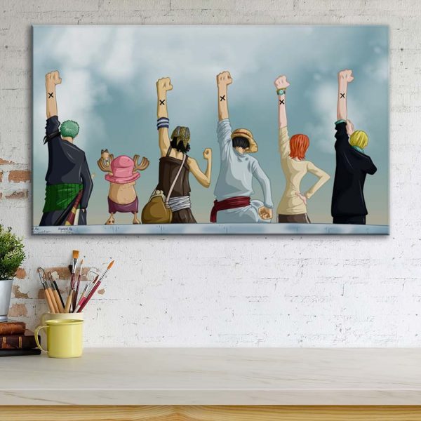 Tableau One Piece Tous les personnages 4 Toile Avec Cadre – Image 3