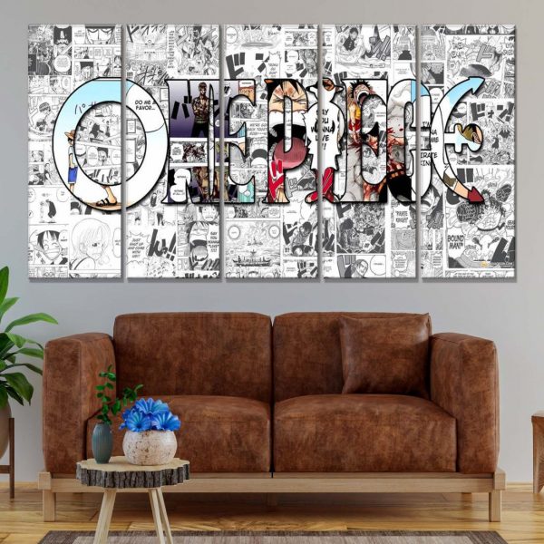 Tableau One Piece Tous les personnages 2 Toile Avec Cadre – Image 2