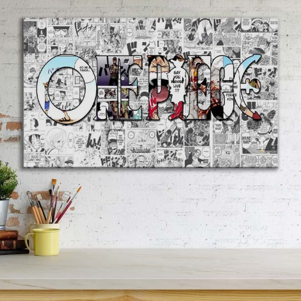 Tableau One Piece Tous les personnages 2 Toile Avec Cadre – Image 3